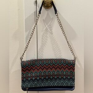 Express Tribal Weave Shoulder Bag convertible to Clutch